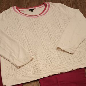 Talbots Size XL Cable Knit Cream Sweater